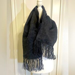 Alpaca Camargo scarf in charcoal grey with fringe detail 9x72 approx